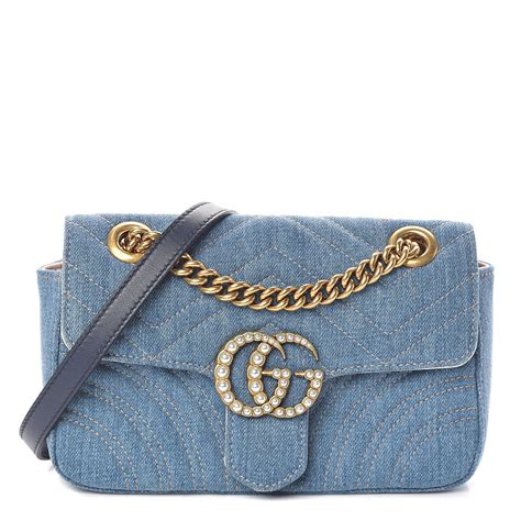 denim gucci handbag|gucci denim marmont bag.